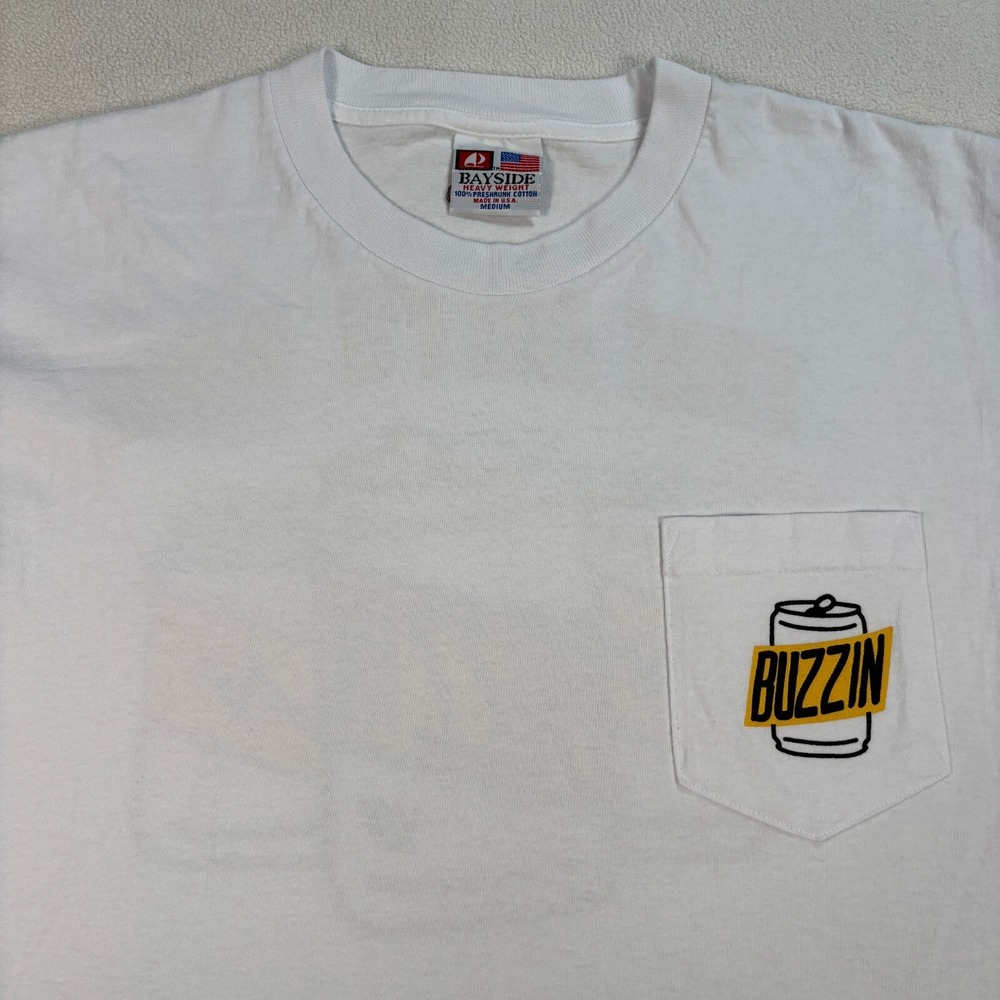 Bayside Heavyweight Beer Buzz T-Shirt Men's M White Preshrunk Cotton Made in USA - Picture 4 of 13